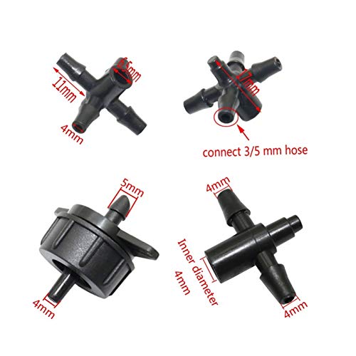 Gotero para riego de jardinería con adaptador de flecha y conector de tres vías 100x 4