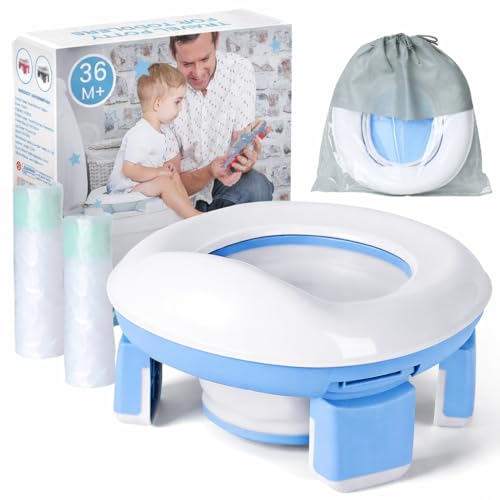 Image of Zollyss Potty Training Seat for Boys And Girls, Fits Round & Oval Toilets, Non-Slip with Splash Guard, Includes Free Storage Hook (Blue Foldable)