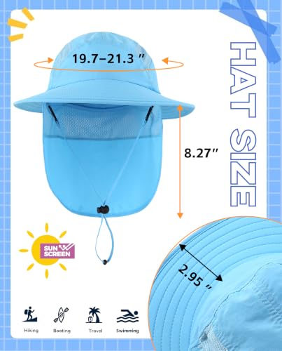 Image of Home Prefer UPF 50+ Boys Sun Hat with Neck Flap Wide Brim Summer Beach Bucket Hat for Boys Girls Toddler Kids Safari Hat