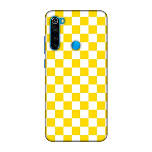Image of Printed Mobile Back Hard Case Cover for Xiaomi Redmi Note 8 | Check Print, Small Boxes, Yellow & White-2204