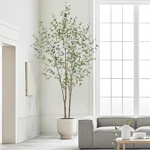 Faux Black Olive Tree 8ft Artificial Plant with Realistic Leaves and Natural Trunks,Fake Floor Potted Artificial Tall Large Plants for Home Office Decor Indoor or Outdoor (8Feet,1Pack) Cover