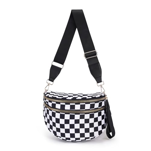 Image of Womens Crossbody Bag, Spacious Nylon Bum Bag Trendy Shoulder Purse with Adjustable Strap Zipped Travel Essentials
