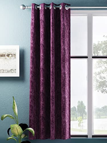 Image of BIANCA Jacquard Blackout Eyelet Curtain -1pc 5 Feet (dromanio) | Blocks 80% Sunlight | Window Abstract-Grape