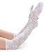 GHGMAO White Lace Gloves for Women, Elegant Floral Long White Gloves Costume for Hallowen, Tea Party, Wedding, Bridal, Opera, Prom