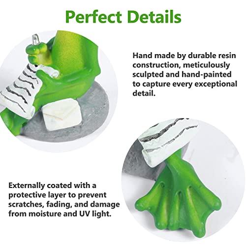 Jy.cozy Miniature Garden Frog Figurines - Writing Letters Little Frog Statue, Tiny Resin Frog Sculpture Outdoor Summer Decorations For Patio Yard Lawn Porch, Ornament Gift #TOP4