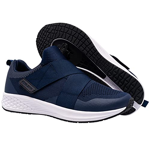 Fenlern Men Women Indoor Cycling Shoes Bike Shoes Spd Compatible Comfortable Walkable, Blue 9.5 #TOP1