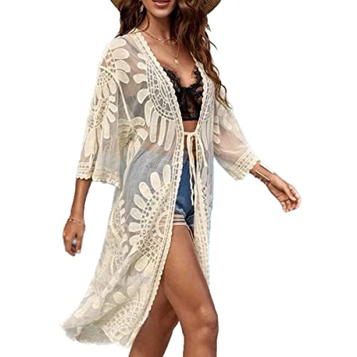 Lace Cardigan Crochet Beach Cover Ups for Women Bathing Suit Cover Up US 4-18