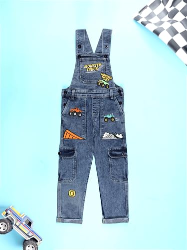 Image of KiddoPanti Unisex Denim Dungaree Pant With Cargo Pockets
