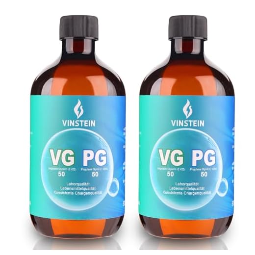 VINSTEIN VG PG 50/50 2×500ml – Laborreinheit VG 99,7% E422 & PG 99,9% E1520, VG Glycerin & Propylenglykol, Vegan, hochrein & geruchsneutral, Hohe Reinheit