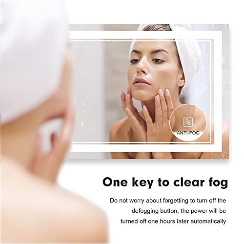Image of LED Bathroom Mirror with Light 3 Color Mode (Warm /Natural /Cool), Anti-Fog Wall Mounted Smart Mirror, Touch, Vanity Mirror for Bathroom & Dressing Room (60 x 100 CM)