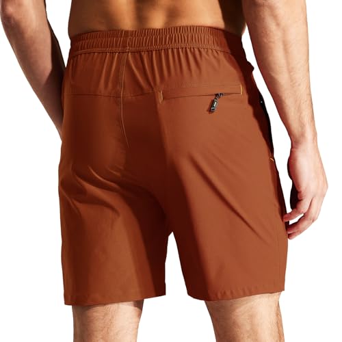 Image of MIER Men's Quick Dry Running Shorts with Zipper Pocket Elastic Waist Athletic Workout Exercise Shorts