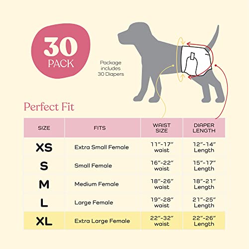 Comfortable Female Dog Diapers - 24-Pack Super Absorbent Disposable Doggie Diapers - Flashdry Gel Technology & Wetness Indicator - Leakproof Diapers For Dogs In Heat, Excitable Urination, Incontinence #TOP5