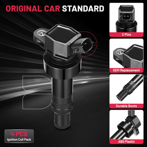 Image of BDFHYK Ignition Coil Pack UF652 Compatible with Hyundai Accent 2012-2022 Veloster 2012-2017 Kia Soul Rio 2012-2019 Hyundai Oem Coil Pack Coil for Kia 1.6L L4 C1803 Set of 4