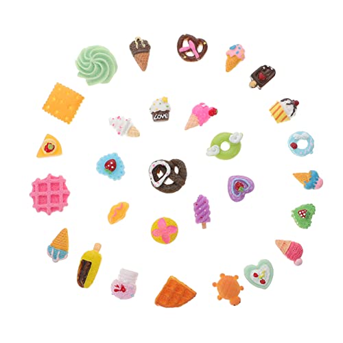 ifundom 30 Piezas De Bandejas De Arena En Miniatura para Comida Y Juegos Dijes De Donut Dijes para Uñas Dulces Algunos Obsequios Pegatinas Carrito De Crema Grandes