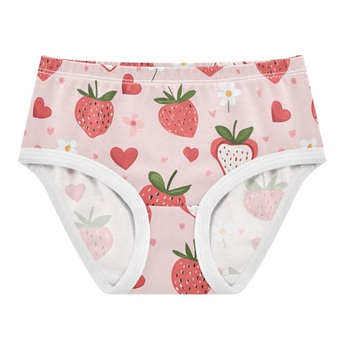 Wusikd Strawberry Cute Girls' Underwear Cotton Pink Hearts Girls Briefs Soft Toddler Underwear 2T