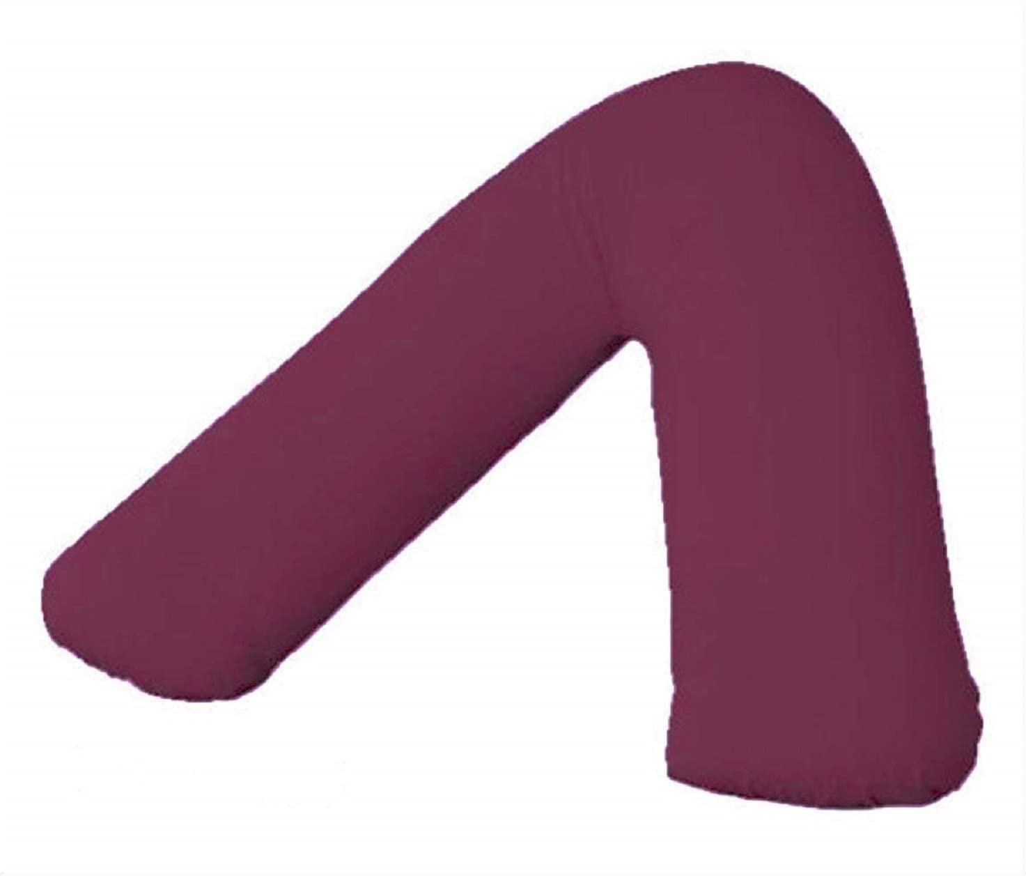 Comfy Nights 2 PACK Plain Polycotton Back & Neck Support V Shaped Orthopedic/Pregnency/Nursing Pillow Case (Burgundy)