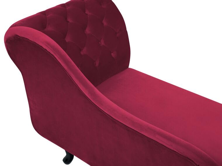 Image of Velvet Modern Chesterfield Chaise Lounge Couch 166 X 63 X 76 for Your Loving Space (Burgendy, Right Arm)