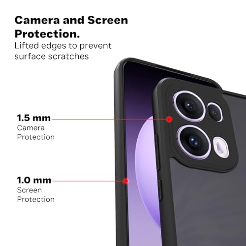 Image of RIGGEAR Shockproof Sleek Hybrid Armor Back Cover Case for Oppo Reno 13 Pro / Reno13 Pro 5G (Smoke Black Matte PC + Black TPU Bumper)