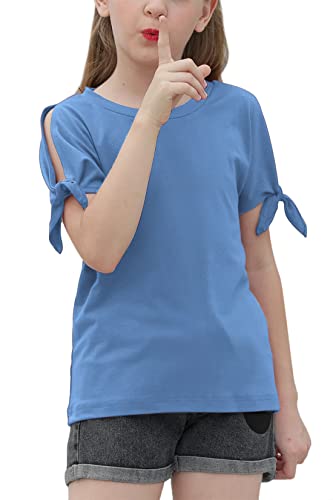 Image of GORLYA Girls Slit Sleeve Tie Knot Cuff Knit Tunic Top 4-14Y