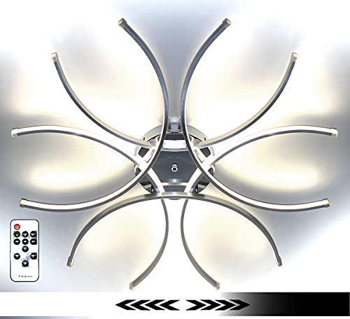 XXL 80cm, LED Dimmbar Deckenlampel Deckenleuchte, Wohnzimmer, 50W Warmweiß Kaltweiß einstellbar, Silber satiniert Lewima Cornus Cover