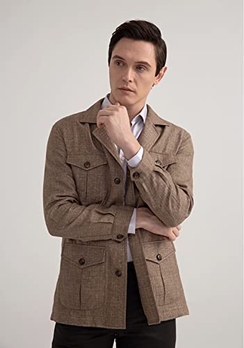 Men's Blazer Linen Suit Jacket Four Buttons Notch Lapel Casual Prom Formal Business Coat2