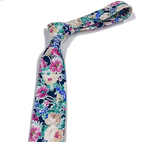 Image of Mantieqingway Men's Cotton Floral Neck Tie 2.56'' Printed Skinny Tie