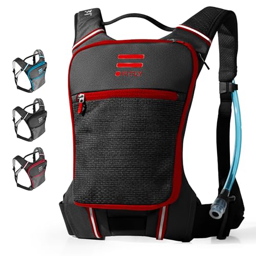FITLY Sub90 Running Hydration Vest - Lightweight Running Pack for Men & Women with Phone Holder, Storage, Thoracic Belt - Water Pack - Carry Personal Items While Running - Red