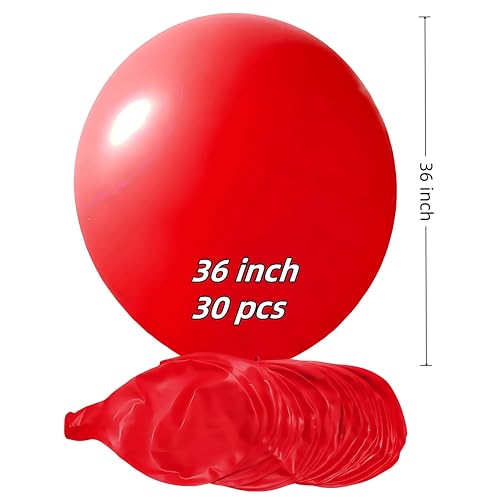 Image of 30 Pack Red Balloons 36 Inch Red Latex Party Large Balloon Bulk for Various Party Events Decorations