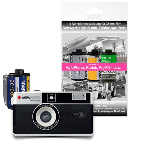 Appareil photo argentique 35mm AgfaPhoto demi-format kit film noir et blanc développement