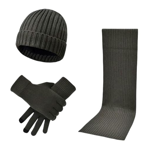 Guantes de pantalla táctil con gorro y bufanda de punto térmico de alta densidad