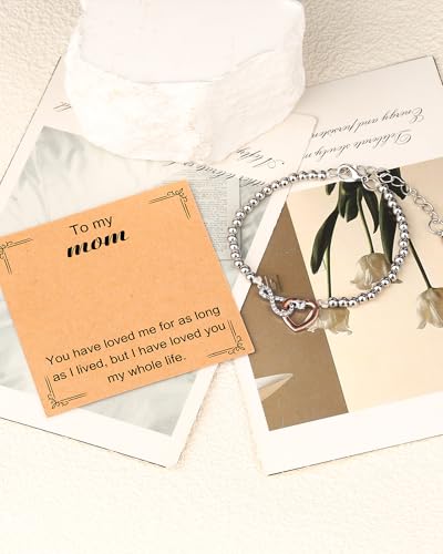 Image of Mother Daughter Bracelets Set for 2 Matching Heart Bracelets for Mother and Daughter to My Mom Bracelet Birthday Mothers Day Gifts for Mom Daughters