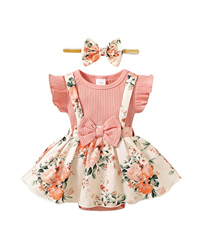 Image of HIGHUZZA Newborn Baby Girl Clothes Infant Dress Summer Outfit Romper Jumpsuit Headband Overall Skirt Clothing Set