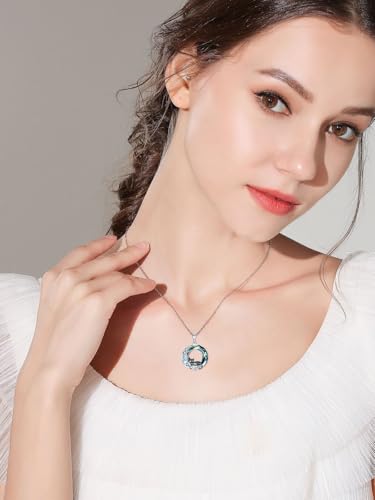 TOUPOP Cat Necklace Gifts for Women Sterling Silver Celtic Mounatin Moon Pendant with Blue Crystal Birthday Christmas Jewelry Gifts for Women3
