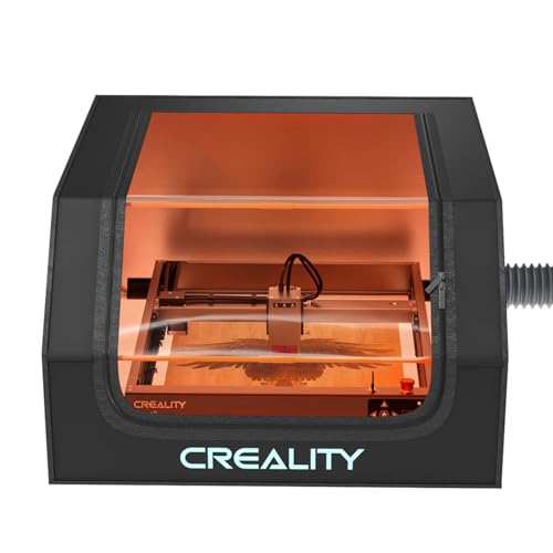 Creality Laser Engraver Enclosure Fireproof and Dustproof Laser Cutter Protective Cover 27.5x28.3x15.7in with Fan and Pipe Fits for Most Laser Engraver Against Smoke Odor Noise and Eye Protection