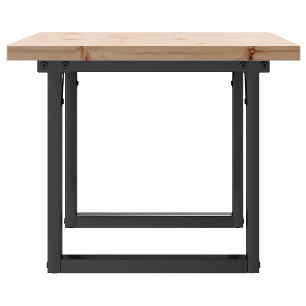 Tavolino in pino massiccio e acciaio, struttura in O, 80 x 50 x 40,5 cm