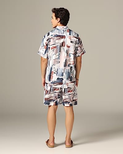 Image of GRECIILOOKS Co Ord Set for Men | Trendy Night Dress for Boys | Shirt and Shorts Combo for Lounge | Stylish Summer and Travel Outfit | Men's Matching Two-Piece for Vacation