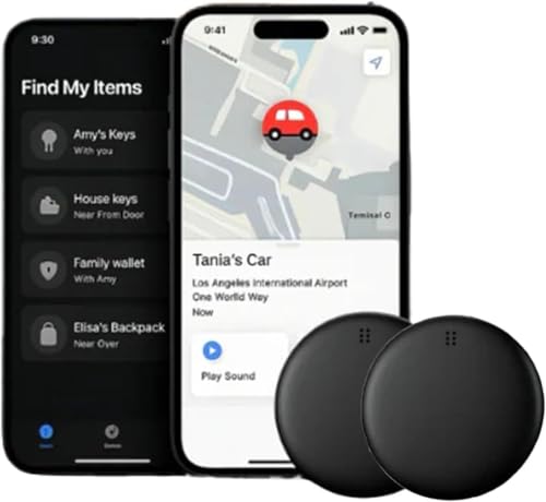 Dimova Localizzatore, GPS Preciso Senza Abbonamento (Android/Apple), Smart Mini GP90 Tracker Per Chiavi, Valigie, Vehicle, Compatibile con L’app Dov’è di Apple(Apple-Paquet de 2)