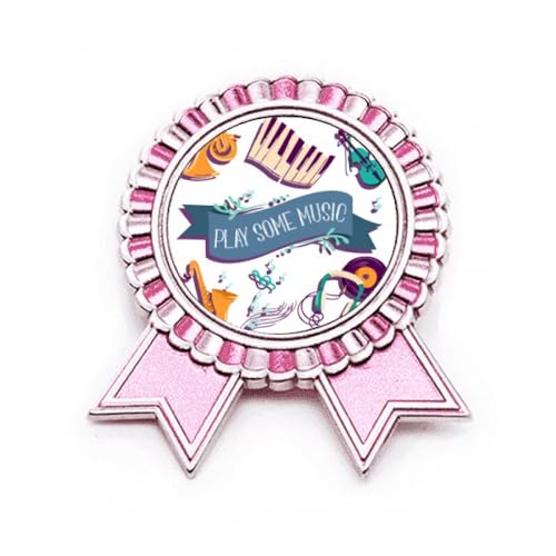 Broche pour piano électrique métal rose motif sons musique taille M pour veste
