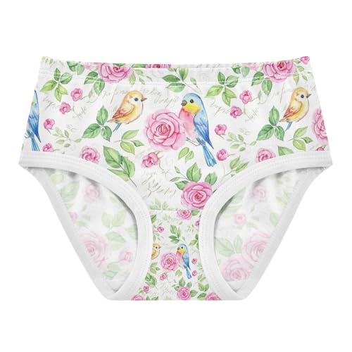 Toddler Panties, Watercolor Roses Cotton Girls Underwear, 2–8 Years