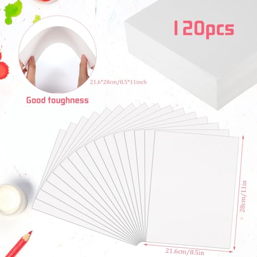 Image of 120 Sheets Watercolor Paper 8.5 x 11, 140 lb /300 GSM Cold Press Watercolor Paper Bulk White Water Color Paper for Kids Child Students Adults Artists Drawing
