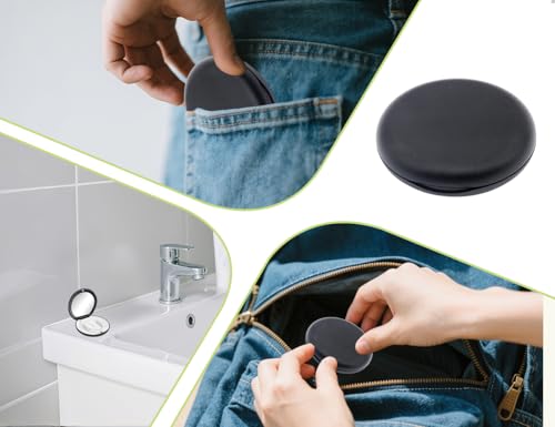 OHYANYAO Zahnspangendose,Tragbarer Gebissdose mit Magnetische Schnalle und Spiegel,Zahnprothesen Behälter,für Reisen und Täglichen Gebrauch(Schwarz)