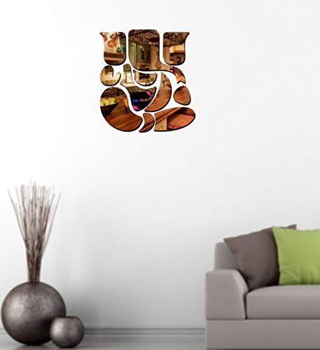 Image of Bikri Kendra - Ganesha Brown Mirror Stickers for Wall, Acrylic Mirror Wall Decor Sticker Wall Mirror Stickers Acrylic Stickers Wall Stickers for Hall Room Bedroom Kitchen Sculpture