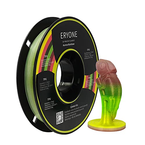 ERYONE TPU Filament 1.75mm, 3D Drucker Filament TPU 0.5kg 1 Spool, +/-0.05mm, Aurora Rainbow Cover