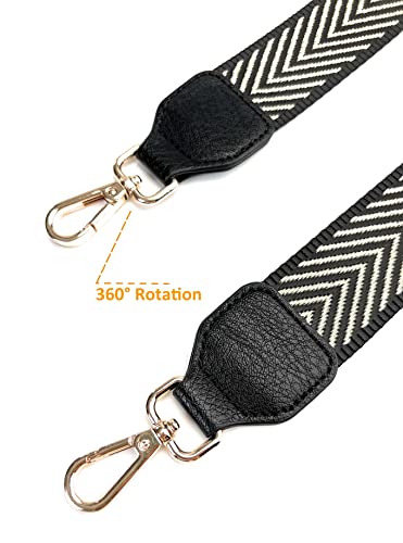 Black Bag Strap with Light Gold Buckles 1-1/2 Inch Wide Universal Replacement Adjustable Shoulder Strap Belt for Shoulder Bags Messenger Purse Crossbody Bag2