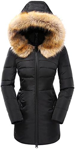 Valuker Women's Down Coat With Fur Hood With 90% Down Parka Puffer Jacket