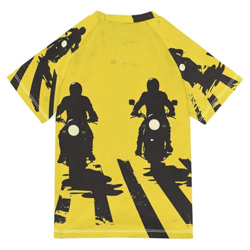 Boys Swing Shirts Motorcycle Run Yellow Sport Rashguard Short Sleeve Kids T-Shirts Sun UPF 50+2