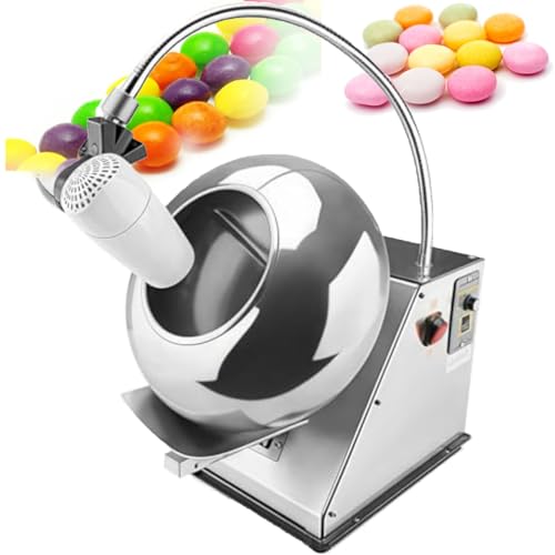 ZHIXUMM Mini-Schokoladen-üBerzugsmaschine, 180-W-TischgeräT FüR Zuckerglasur, üBerzugsmaschine FüR Die Lebensmittelindustrie, 3–6 Kg/H Zuckerkugel-Trocknungsanlage, Inklusive StäNder Und GebläSe