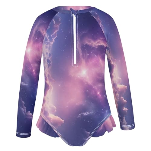 ALAZA Toddler Swimsuit Girl Bathing Suit Swimwear Rash Guard Cloudy Long Sleeve 3T2