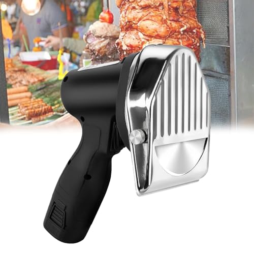 Kindevieft Couteau à Doner Kebab Automatique, Trancheuse De Kebab éLectrique sans Fil avec 2 Lames, Trancheuse De Kebab Turque, Machine De DéCoupe De Viande pour Shawarma, Doner Kebab