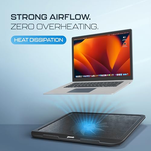 Image of Geonix CoolZ 1Fan Laptop Cooling Pad | Powerful & Quiet Cooling Fan | Universal Support up to 17-Inch Laptops | Optimized Air Circulation | High-Performance Design | 1 Year Warranty (Black & Red)